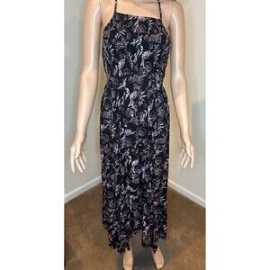 Free People Womens Heat Wave Print Maxi Dress Black Purple S Small